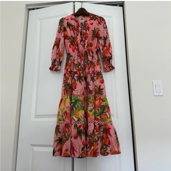 Farm Rio Mixed Mango Trees Midi Dress